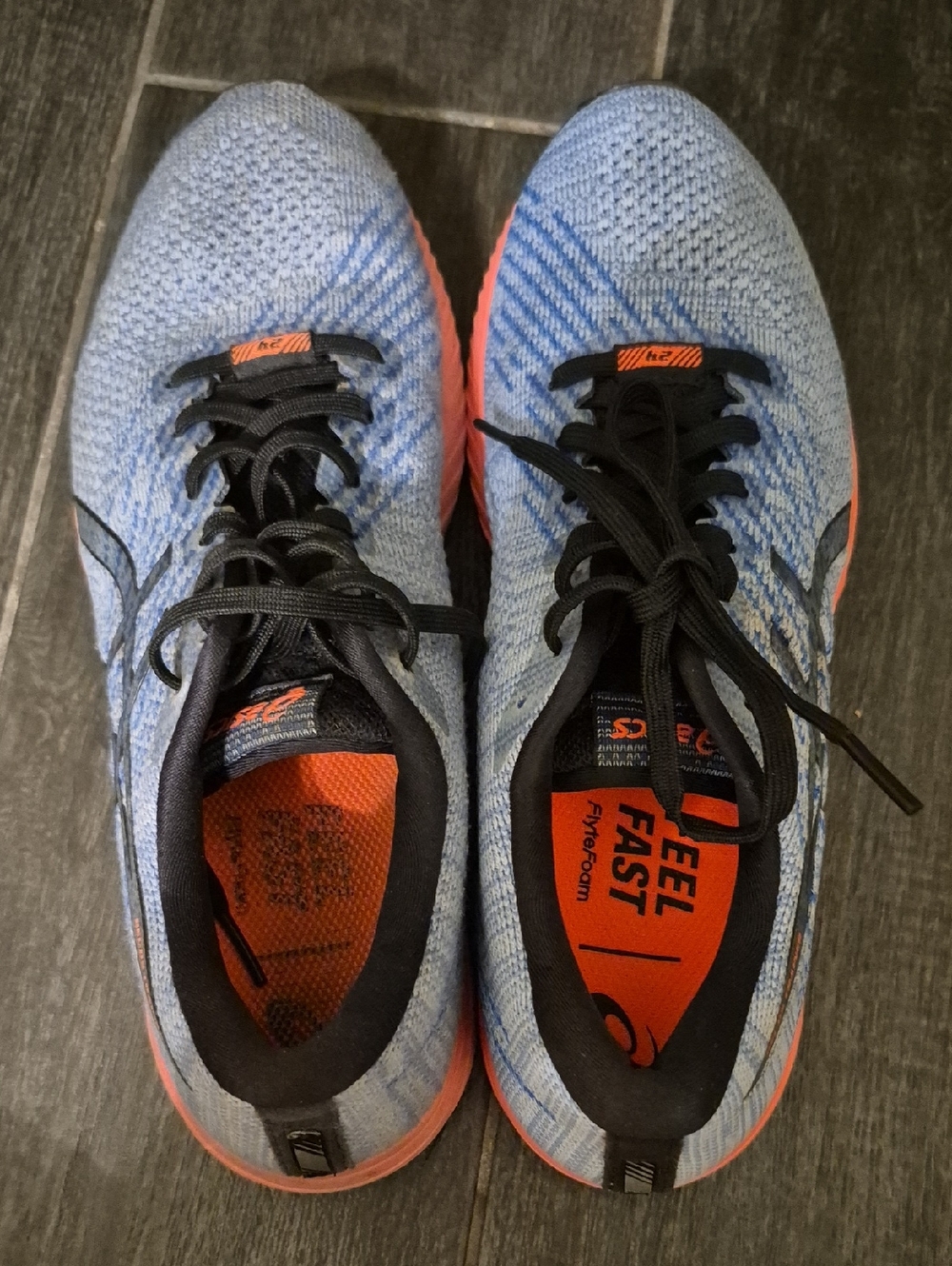ASICS Light Blue and Orange Men’s Athletic Running Shoes